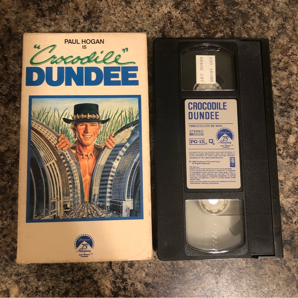 VHS 1986 Vintage Movie titled Crocodile Dundee starring Paul Hogan